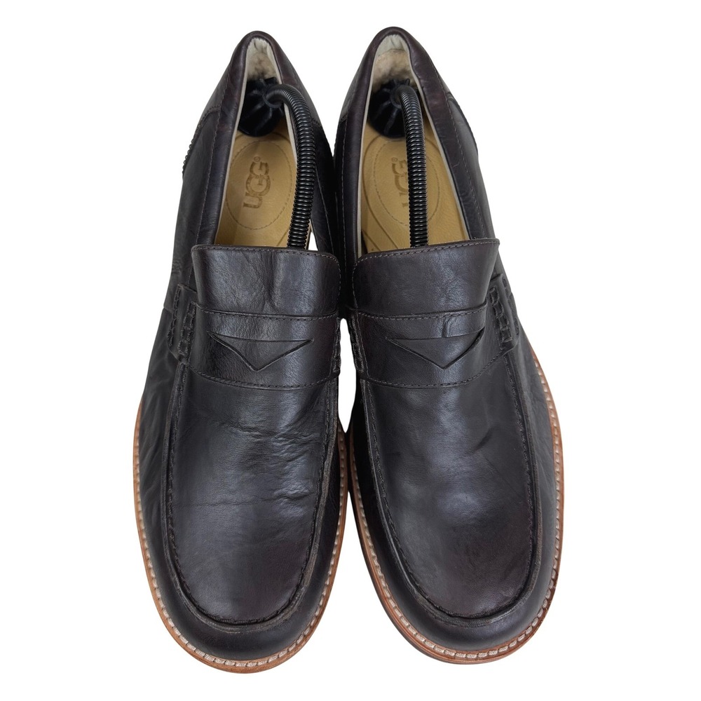 NEW UGG Barren Leather Penny Loafers Slip On Mens Size 11.5 Brown Classic Preppy